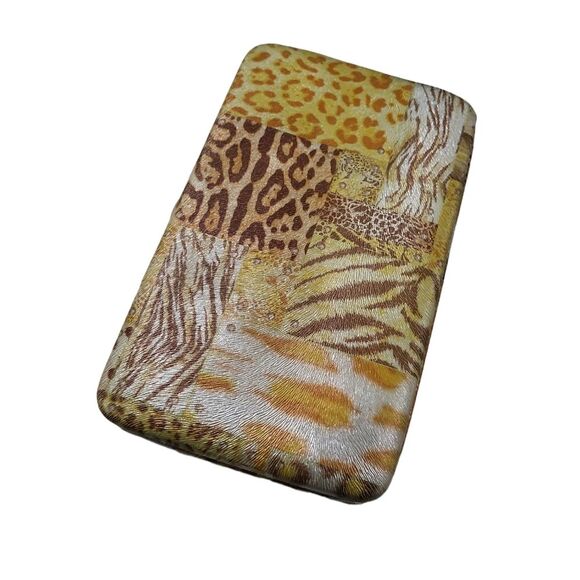 NWOT rare Vintage metal frame faux leather animal print patchwork clip wallet - Picture 5 of 7